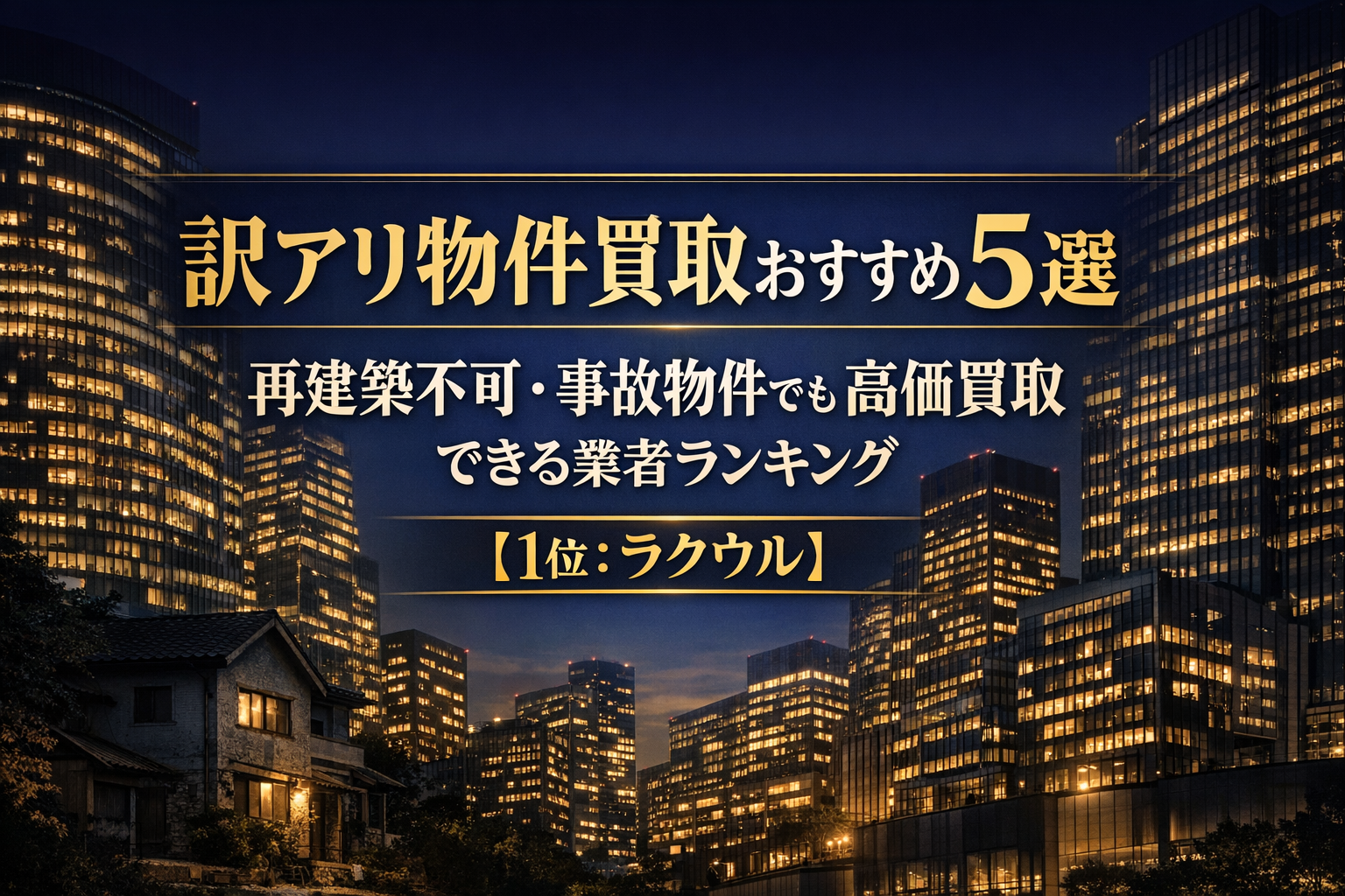 訳アリ物件買取おすすめ5選｜再建築不可・事故物件でも高価買取できる業者ランキング【1位：ラクウル】
